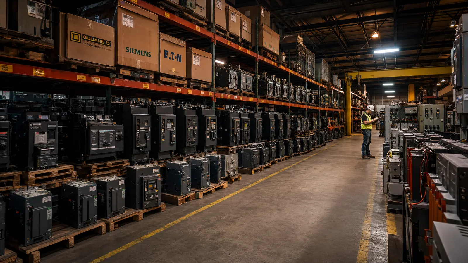 Industrial electrical circuit breakers warehouse
